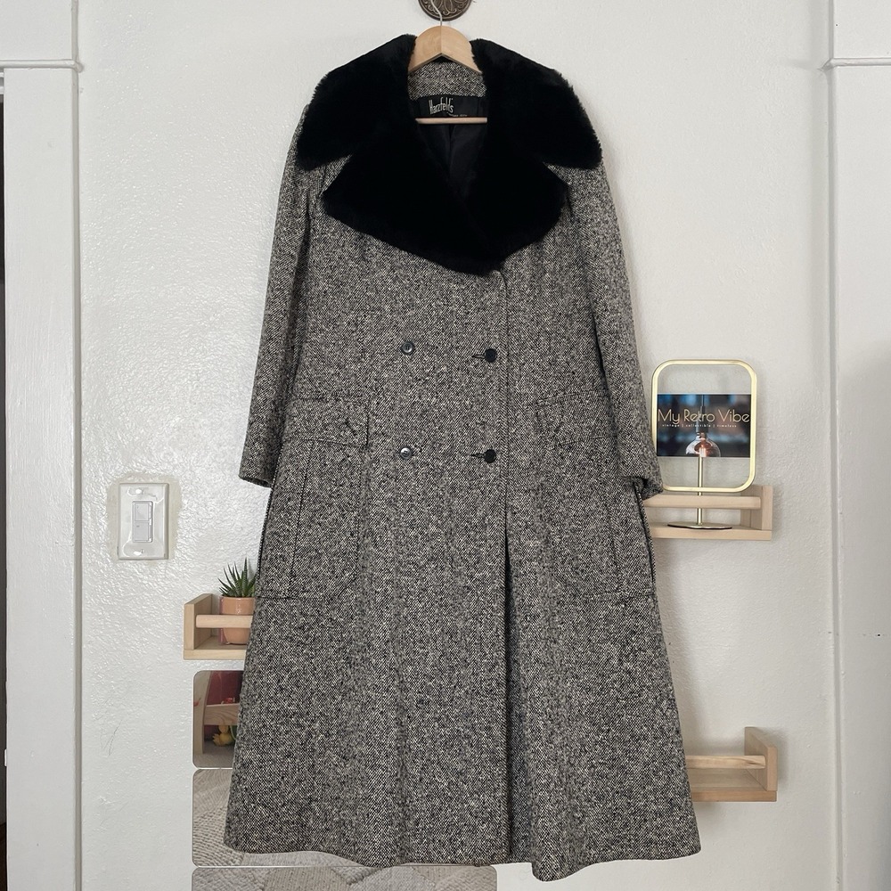 Vintage Wool Swing Coat By Francine By Hillie‎ For Harzfeld's | Faux Fur Collar